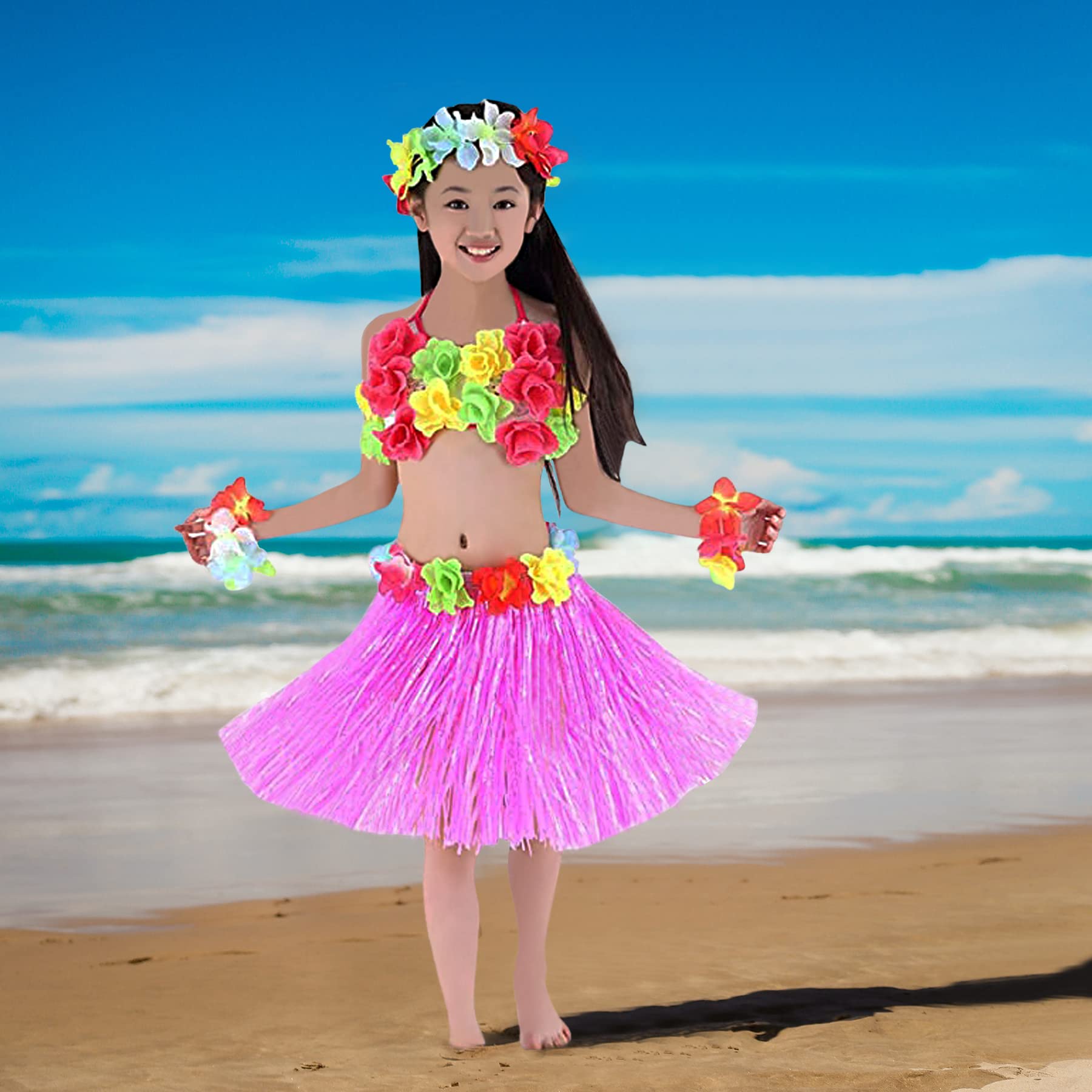 5-Piece Hawaiian Hula Dance Costume Set for Girls - Fighting to Achieve