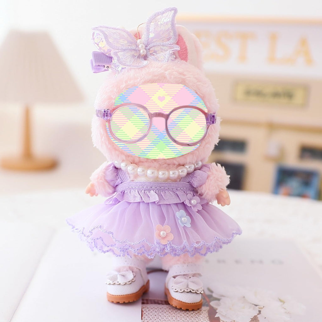 5-Piece Labubu Doll Outfit Set: Romantic Gauze Dress, Accessories for 17cm Dolls (Doll Not Included)