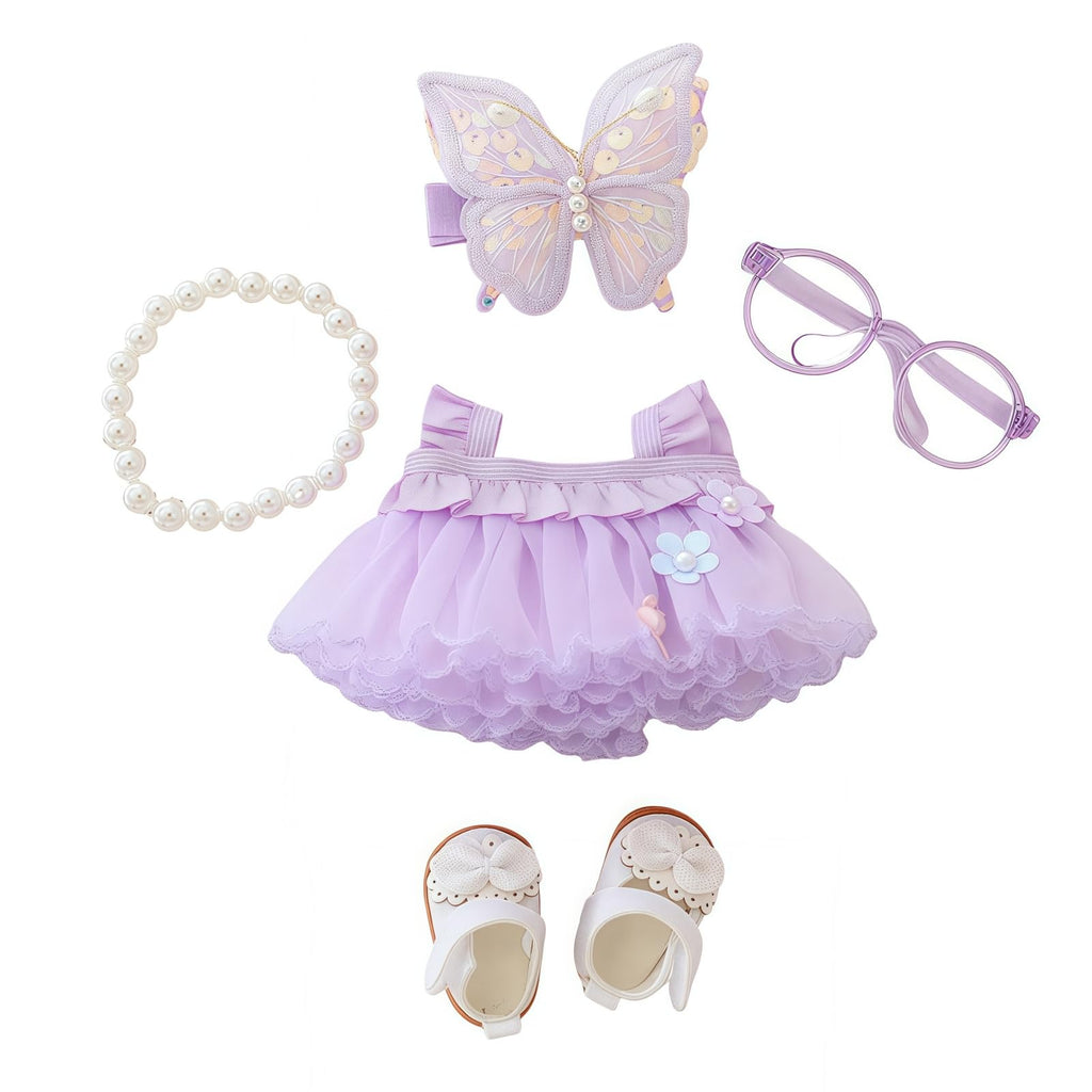 5-Piece Labubu Doll Outfit Set: Romantic Gauze Dress, Accessories for 17cm Dolls (Doll Not Included)