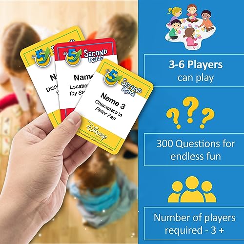 5 Second Rule Disney Edition: Fast-Paced Family Card Game with 300 Disney Questions for Ages 6+