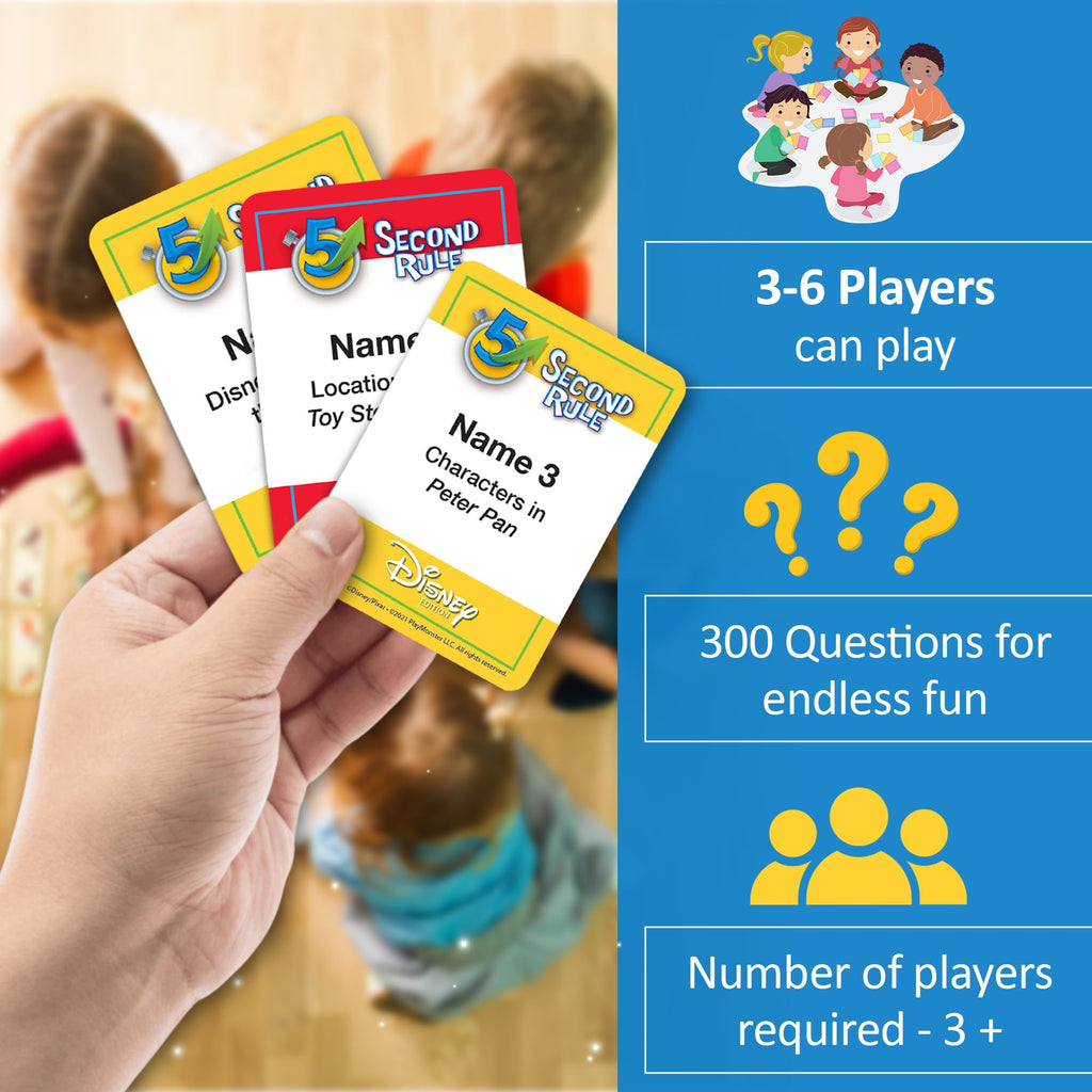 5 Second Rule Disney Edition: Fast-Paced Family Card Game with 300 Disney Questions for Ages 6+