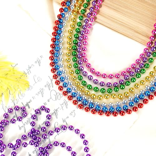 50 Blue Bead Necklaces - 33" Mardi Gras Parade Throws for Patriotic Holidays & Parties