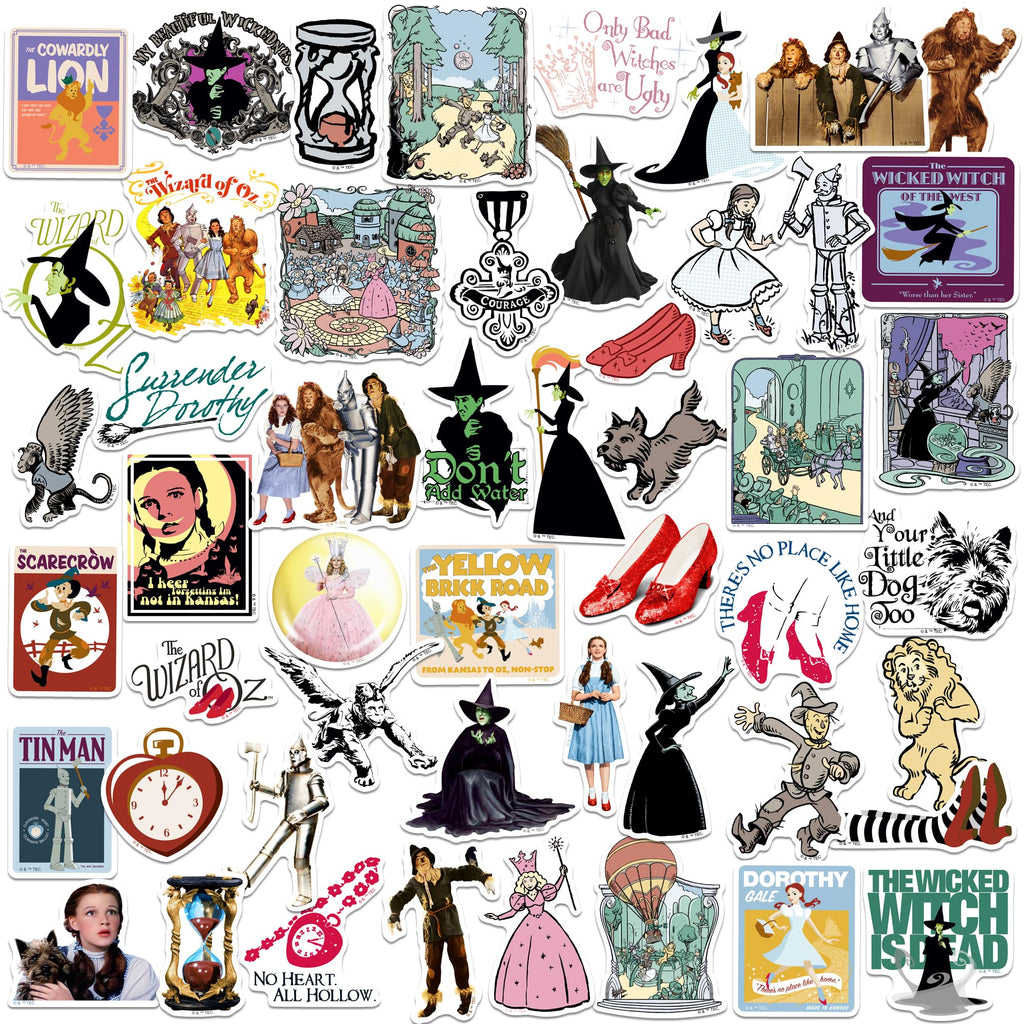50 Classic Wizard of Oz Die-Cut Vinyl Stickers – Dorothy, Tin Man, Emerald City & More