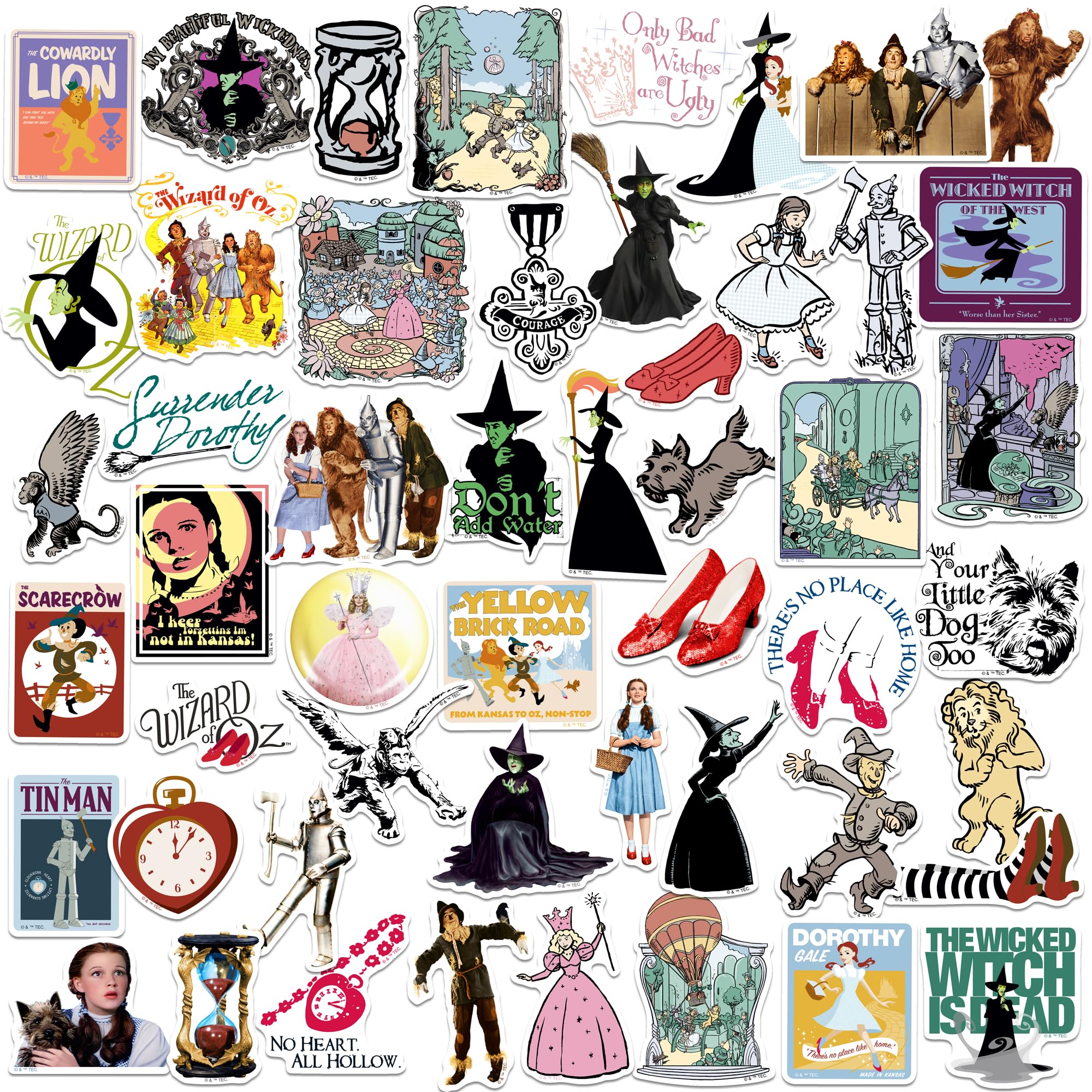 50 Classic Wizard of Oz Die-Cut Vinyl Stickers – Dorothy, Tin Man, Emerald City & More