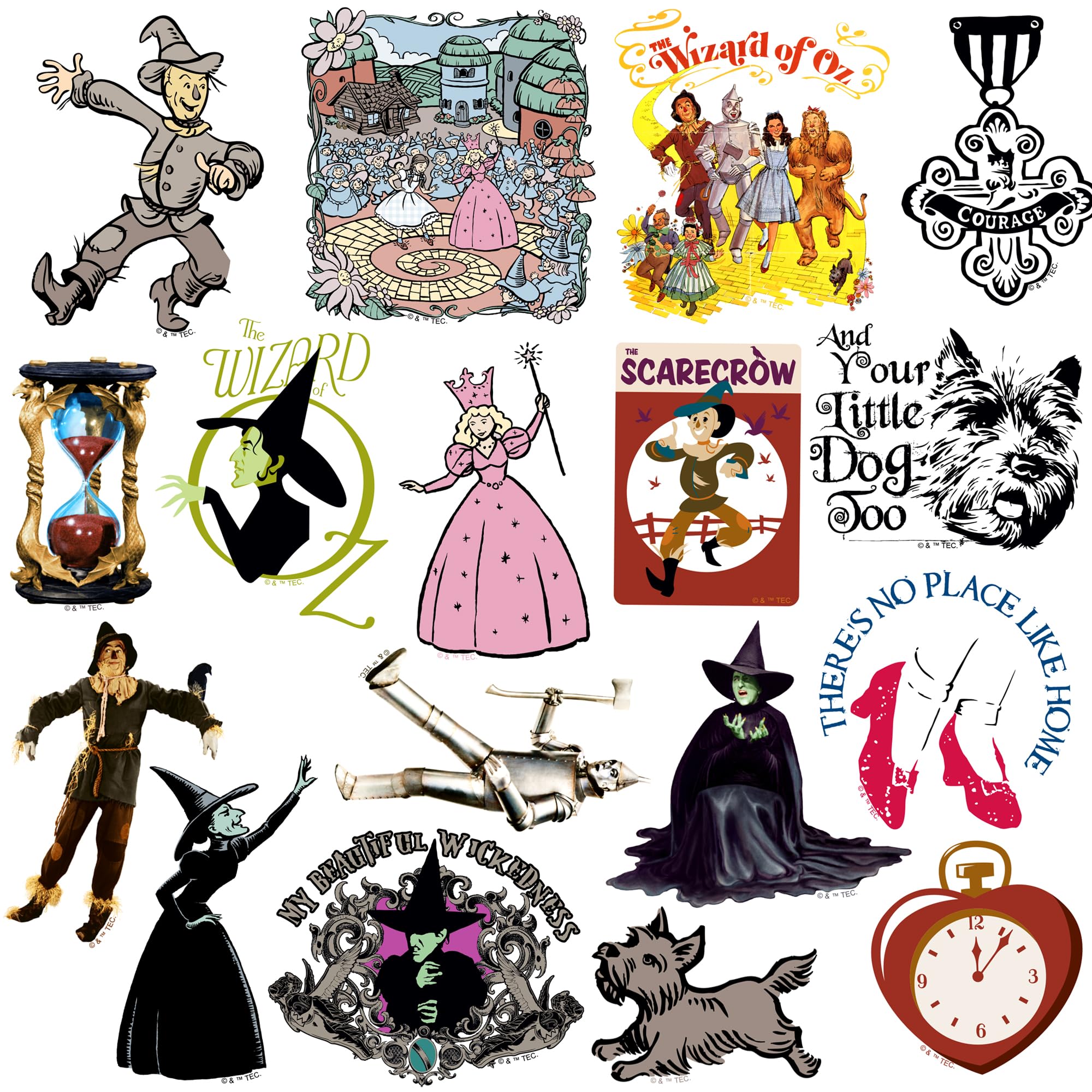 50 Classic Wizard of Oz Die-Cut Vinyl Stickers – Dorothy, Tin Man, Emerald City & More