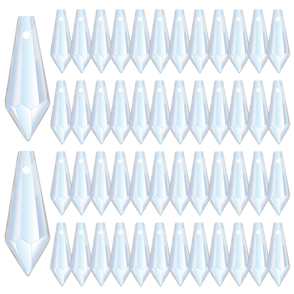 50 Clear Crystal Icicle Pendants – 38mm K9 Chandelier Prisms for DIY Projects