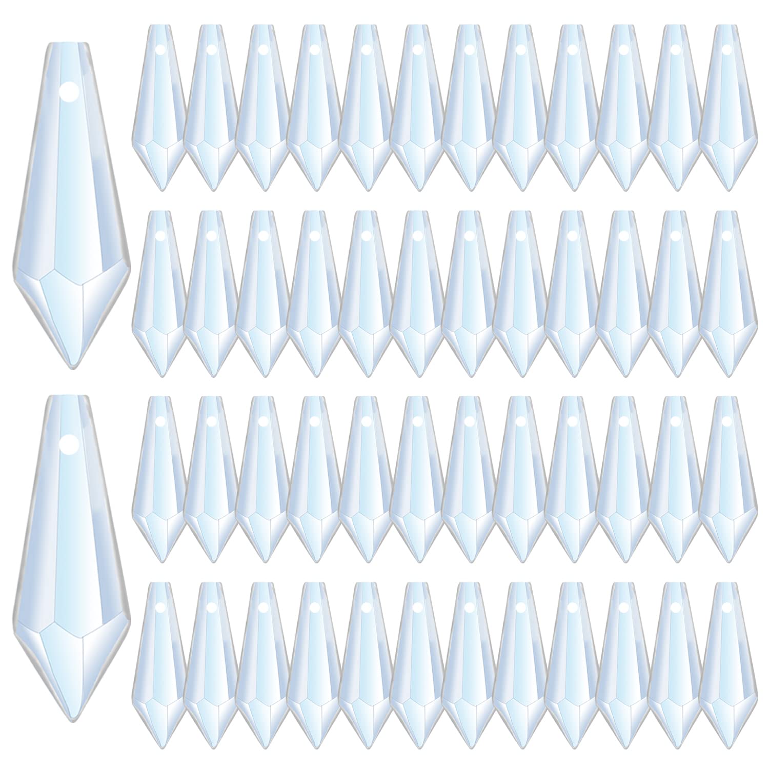 50 Clear Crystal Icicle Pendants – 38mm K9 Chandelier Prisms for DIY Projects