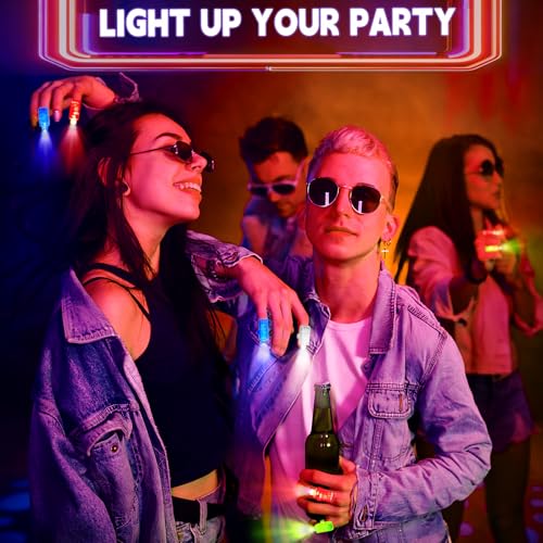 50 Green LED Finger Lights for Kids - Bulk Party Favors, Glow in the Dark Rave Toys