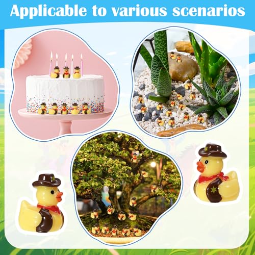50 Mini Resin Cowboy Ducks – Tiny Yellow Duckies with Cowboy Hat for Western Decor