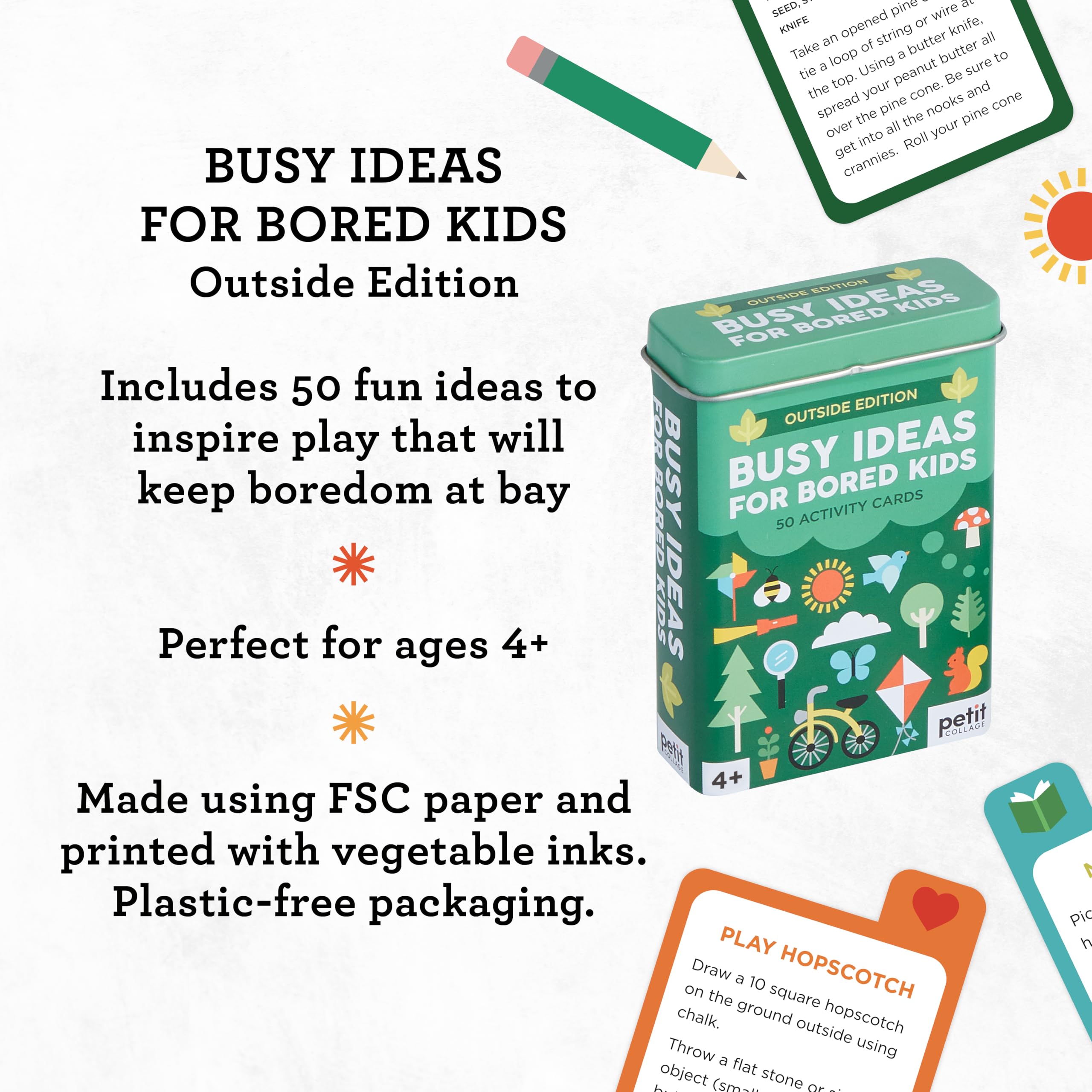 50 Outdoor Activity Cards for Kids – Petit Collage Busy Ideas Tin