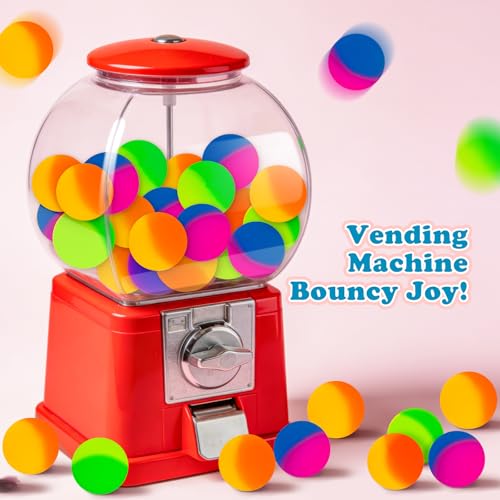 50 Pack 27mm Bouncy Balls for Kids & Adults – Fluorescent Dual-Tone Rubber Balls for Party Favors, Classroom Rewards, and Water Play