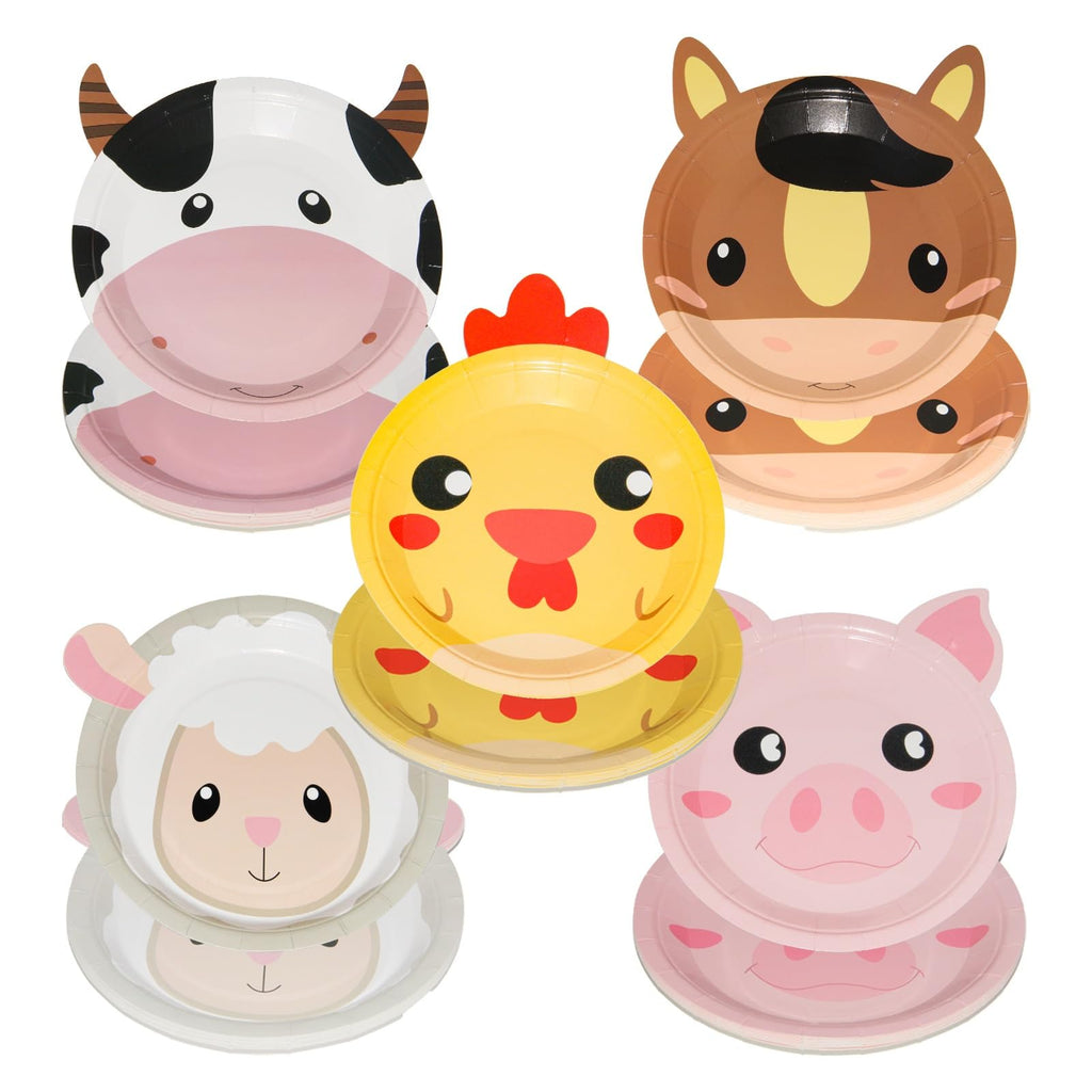 50-Pack Farm Animal Shaped Paper Plates – 7 Inch Disposable Plates for Farm-Themed Parties and Baby Showers