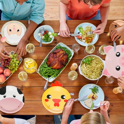 50-Pack Farm Animal Shaped Paper Plates – 7 Inch Disposable Plates for Farm-Themed Parties and Baby Showers
