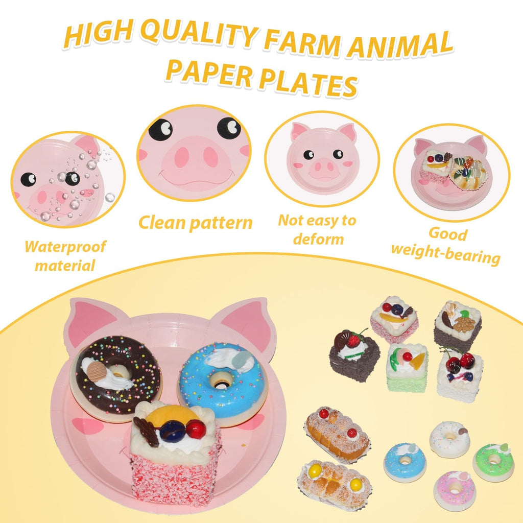 50-Pack Farm Animal Shaped Paper Plates – 7 Inch Disposable Plates for Farm-Themed Parties and Baby Showers