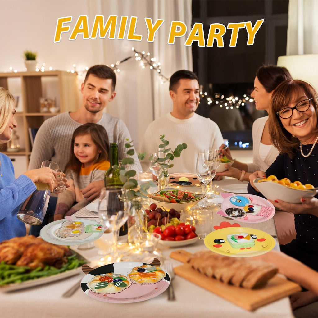 50-Pack Farm Animal Shaped Paper Plates – 7 Inch Disposable Plates for Farm-Themed Parties and Baby Showers