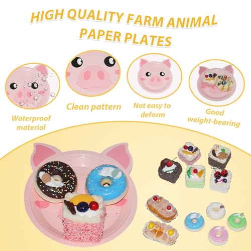 50-Pack Farm Animal Shaped Paper Plates – 7 Inch Disposable Plates for Farm-Themed Parties and Baby Showers