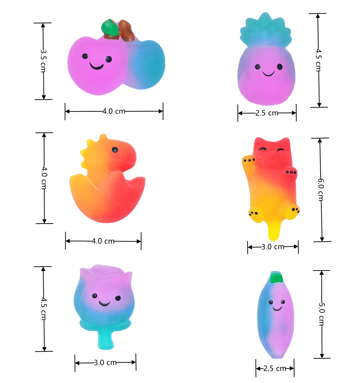 50 Pack Gradient Mochi Squishy Toys – Stress Relief Sensory Fidgets for Kids Party Favors, Classroom Prizes, Goodie Bags