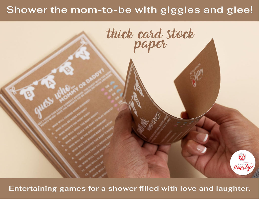 50-Pack Guess Who Mommy or Daddy Baby Shower Game Cards – Gender Neutral, Easy to Play