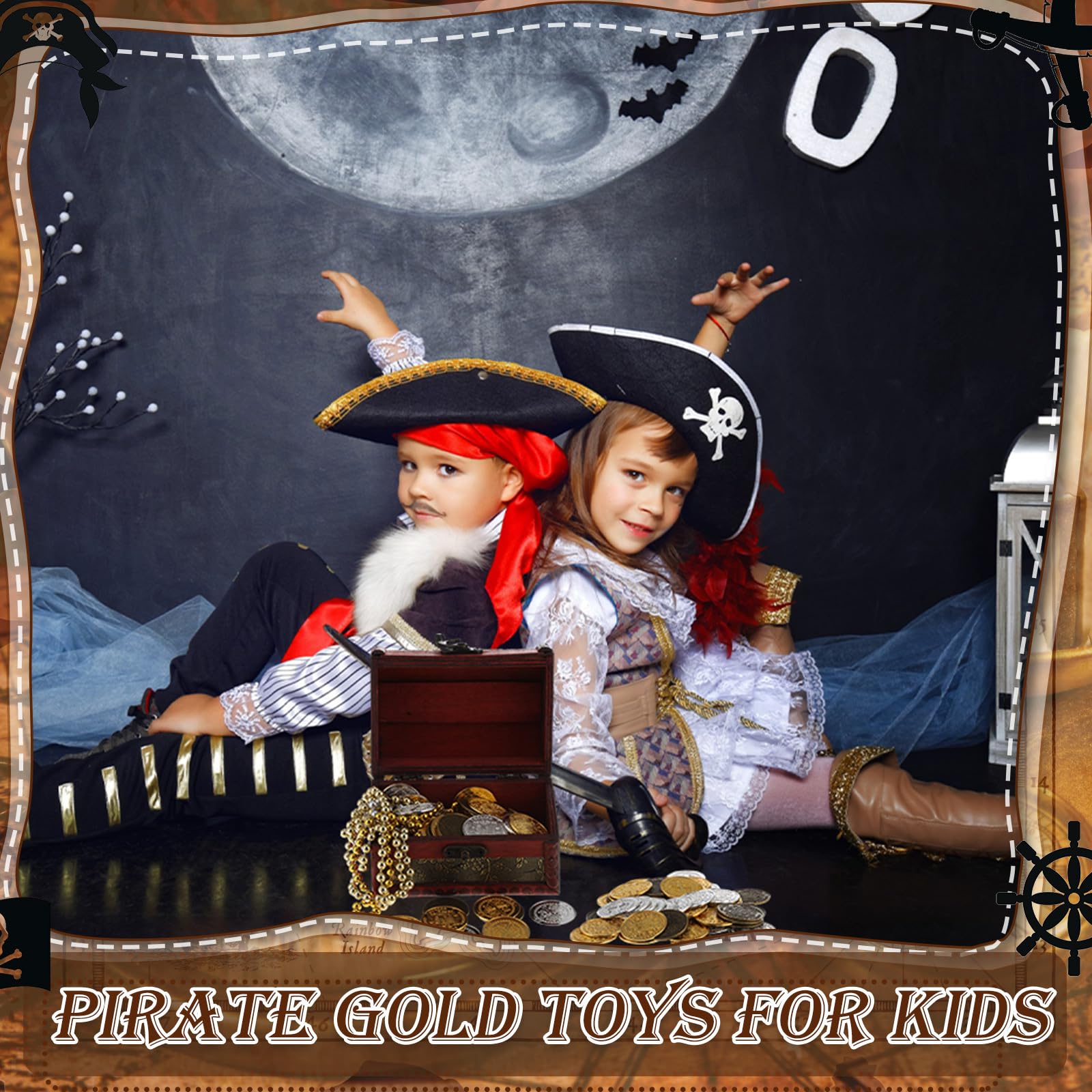 50 Pack Metal Pirate Coins Gold Silver Bronze - Hanaive Fake Treasure Coins for Party Decor
