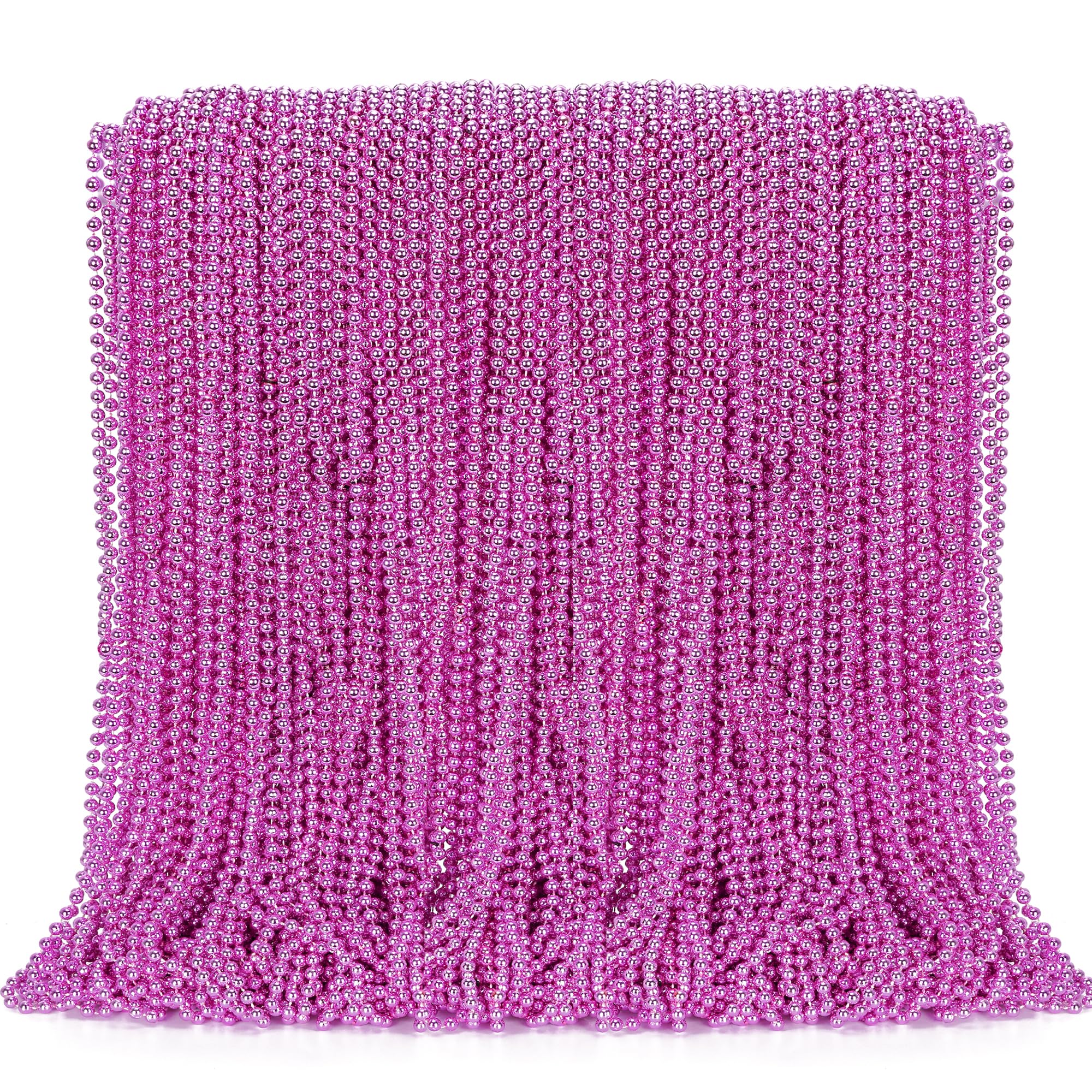 50-Pack Metallic Mardi Gras Bead Necklaces – 33-Inch Plastic Party Favors for Parades, Weddings & Celebrations