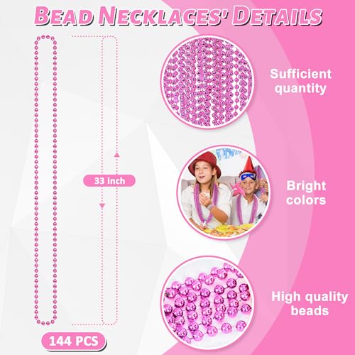 50-Pack Metallic Mardi Gras Bead Necklaces – 33-Inch Plastic Party Favors for Parades, Weddings & Celebrations
