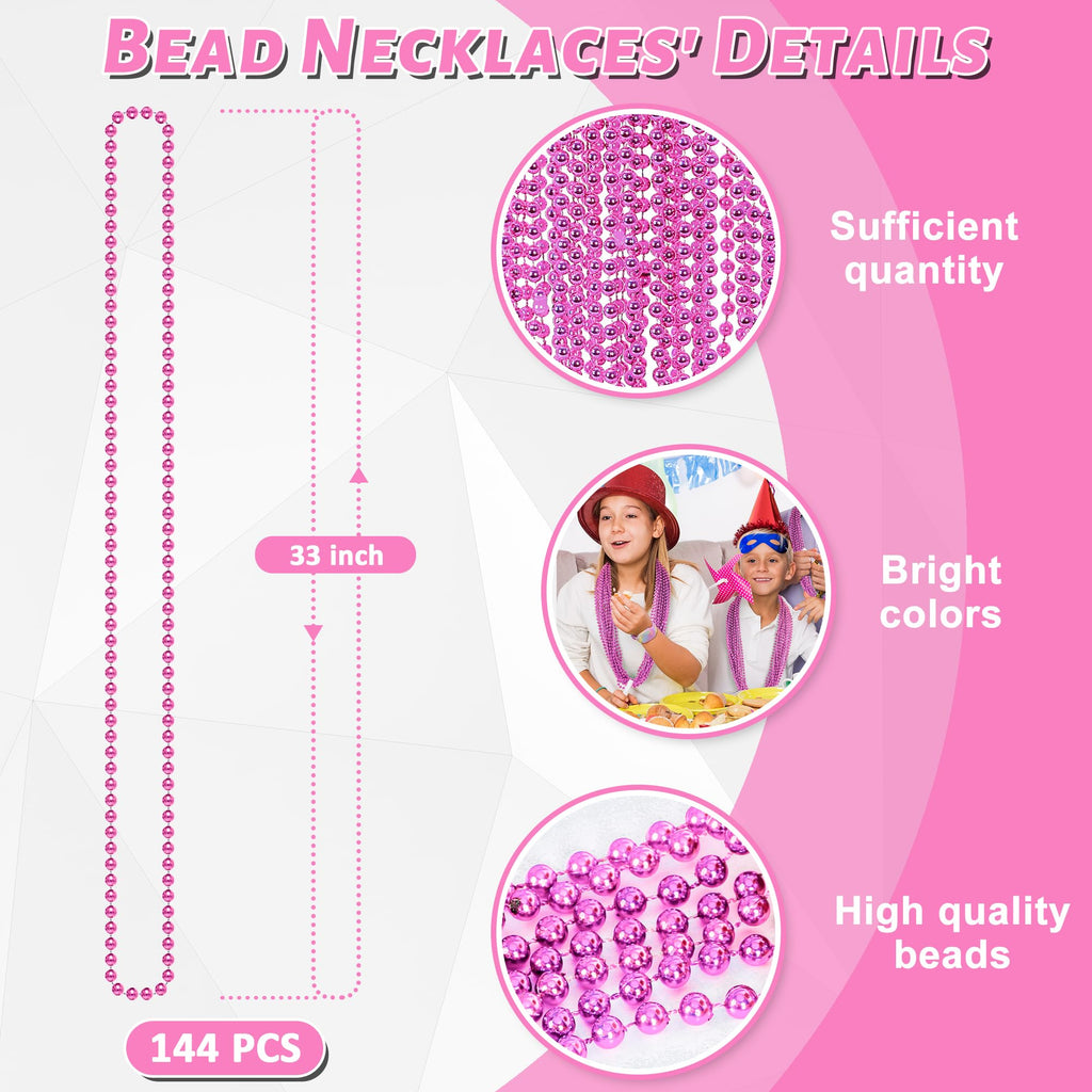 50-Pack Metallic Mardi Gras Bead Necklaces – 33-Inch Plastic Party Favors for Parades, Weddings & Celebrations