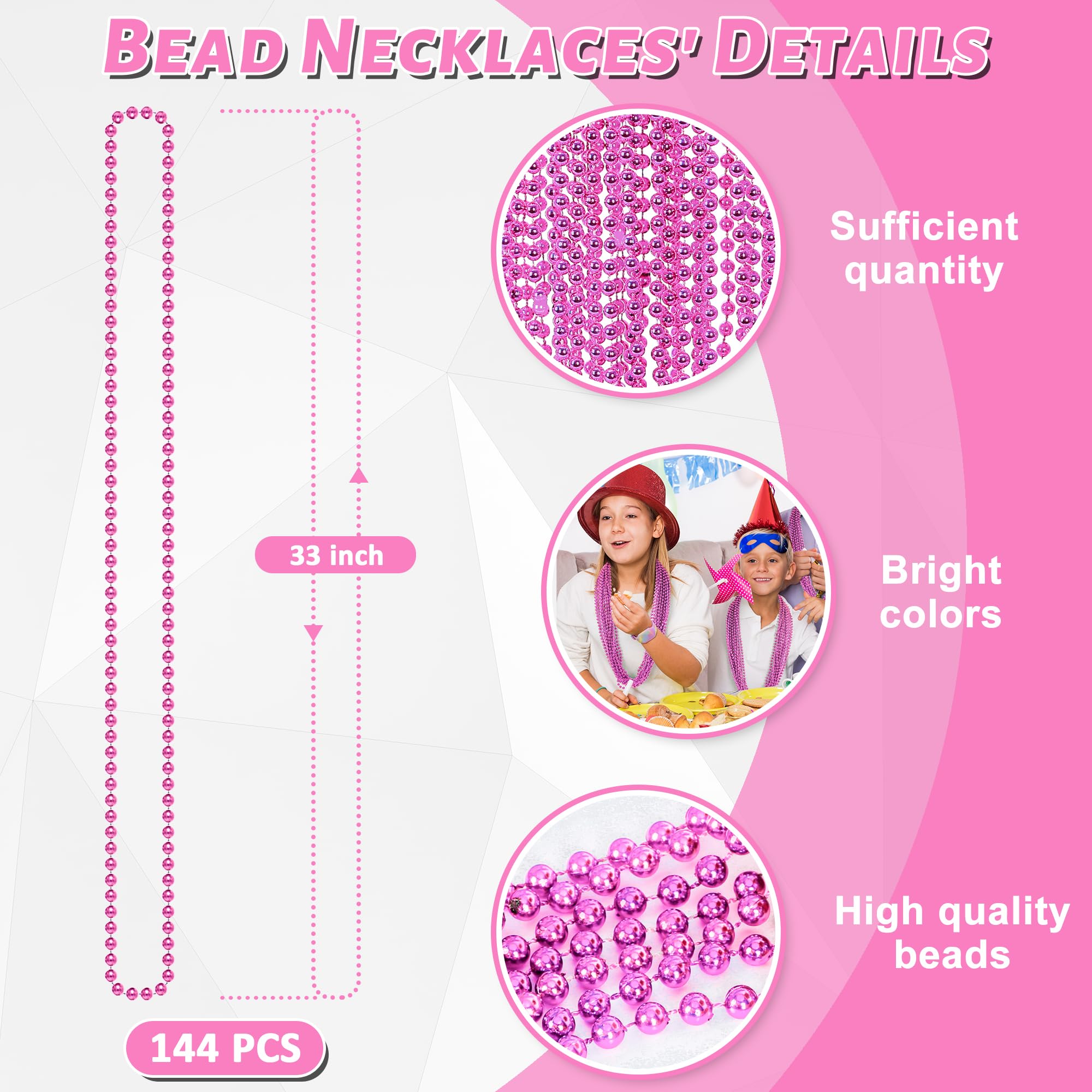 50-Pack Metallic Mardi Gras Bead Necklaces – 33-Inch Plastic Party Favors for Parades, Weddings & Celebrations