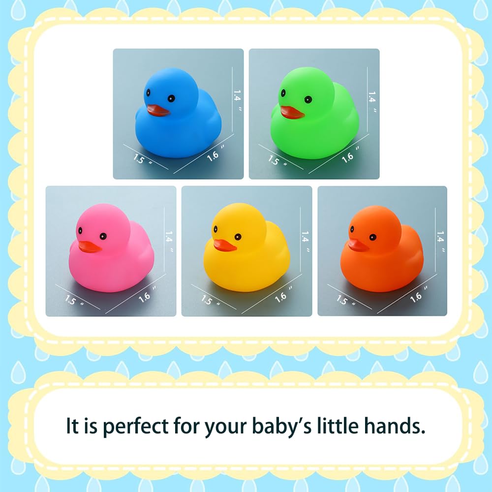 50 Pack Multicolor Mini Rubber Ducks – Squeaky Float Bath Toys for Kids