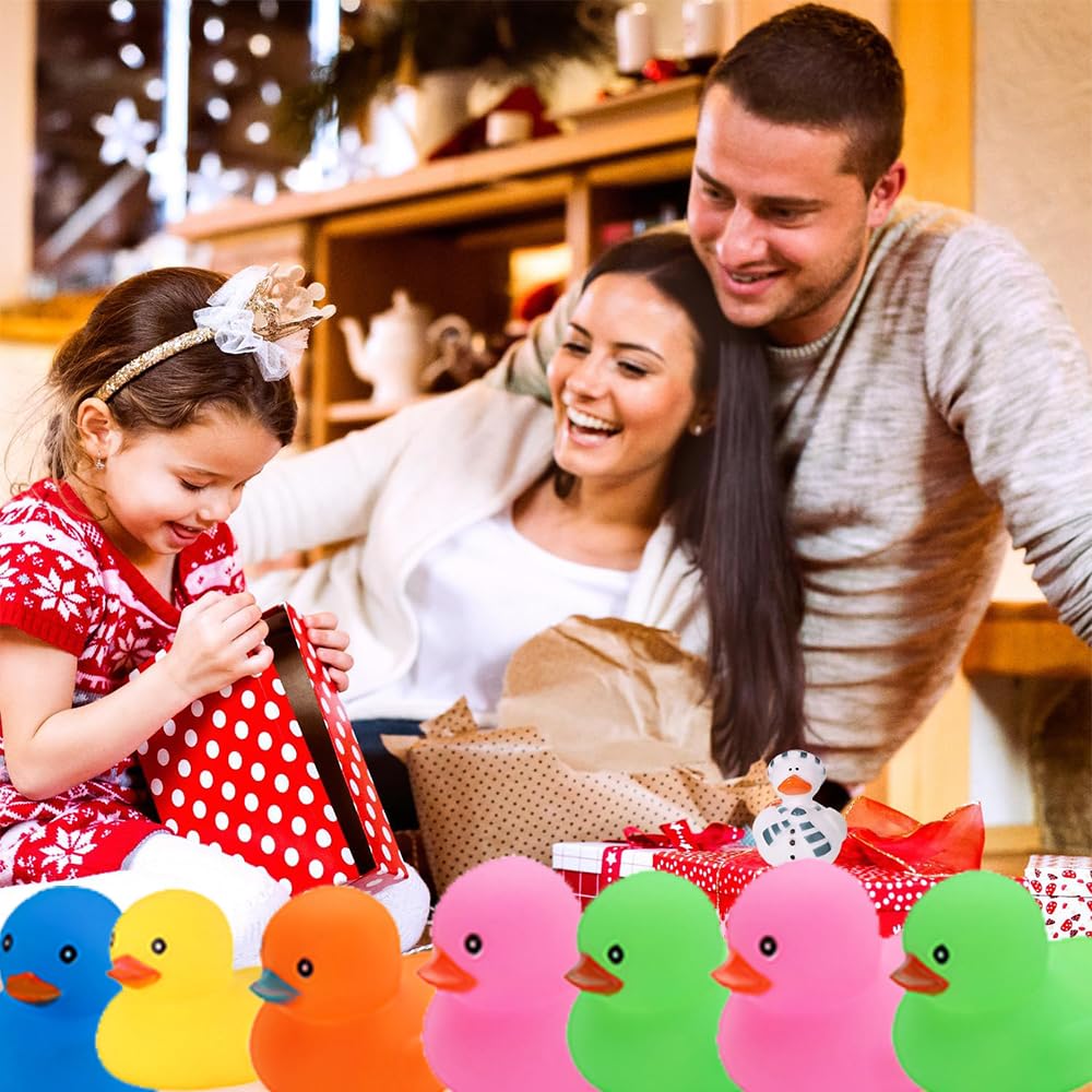 50 Pack Multicolor Mini Rubber Ducks – Squeaky Float Bath Toys for Kids