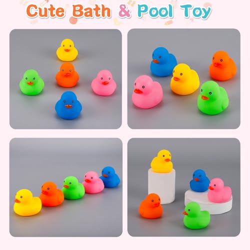 50 Pack Multicolor Mini Rubber Ducks – Squeaky Float Bath Toys for Kids