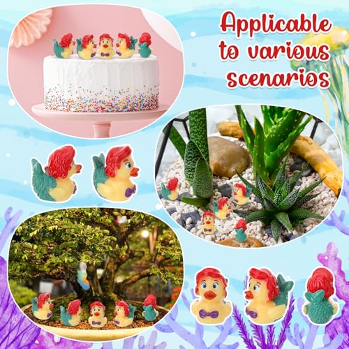 50 Pcs Mini Mermaid Resin Duck Figurines – Bulk Party Favors