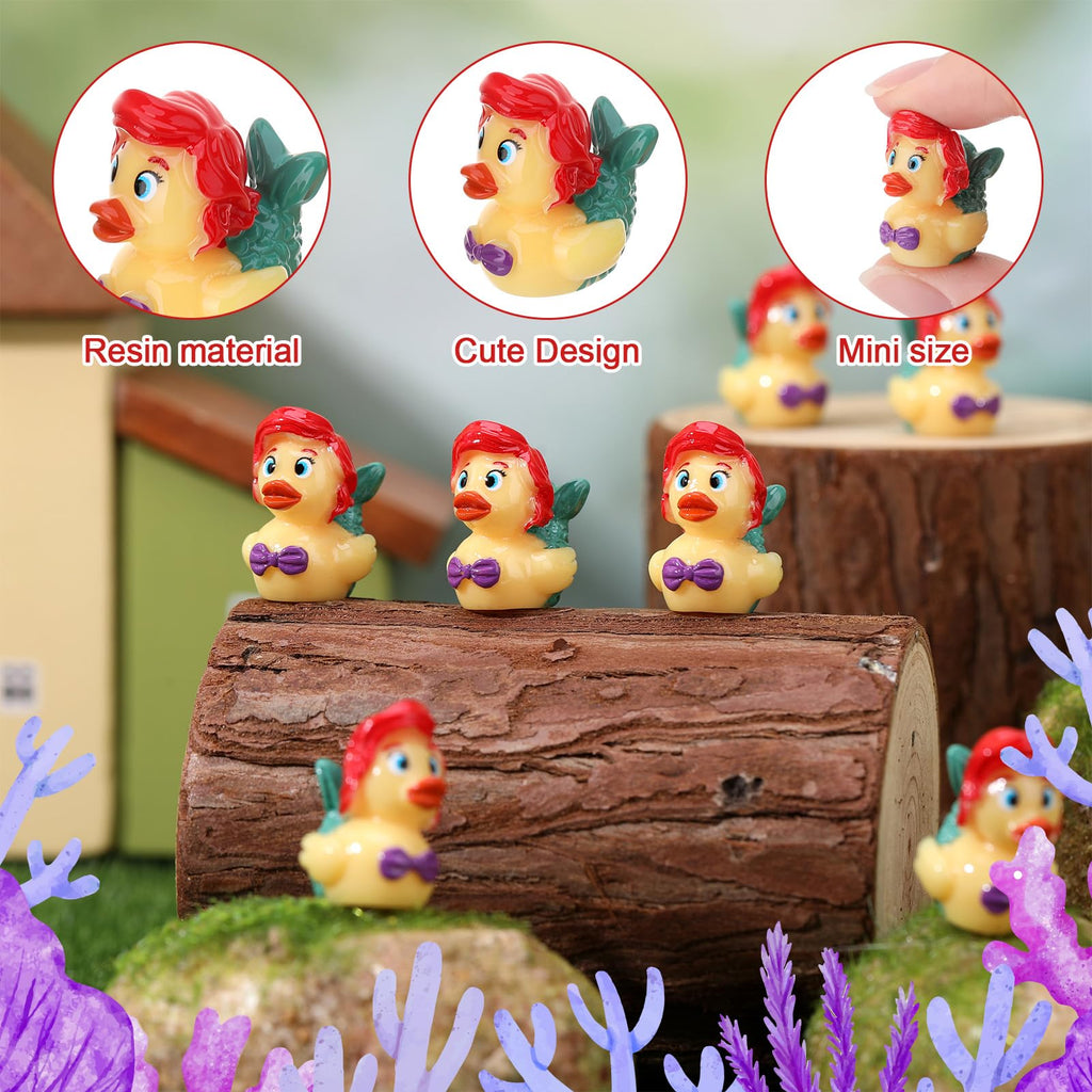50 Pcs Mini Mermaid Resin Duck Figurines – Bulk Party Favors