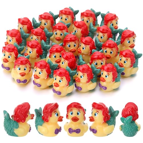 50 Pcs Mini Mermaid Resin Duck Figurines – Bulk Party Favors