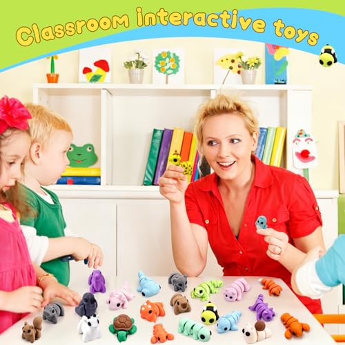 50-Piece 3D Printed Articulated Animal Figurines Set – Fidget Toys, Party Favors, Classroom Rewards