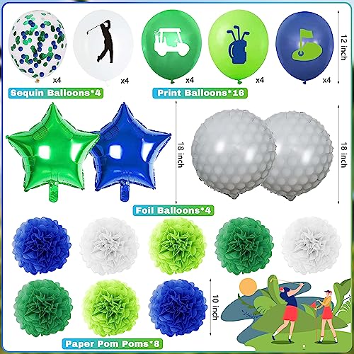 50-Piece Golf Birthday Party Decorations Set – HUFAND Green Themed Supplies with Balloons, Banner & Cake Topper
