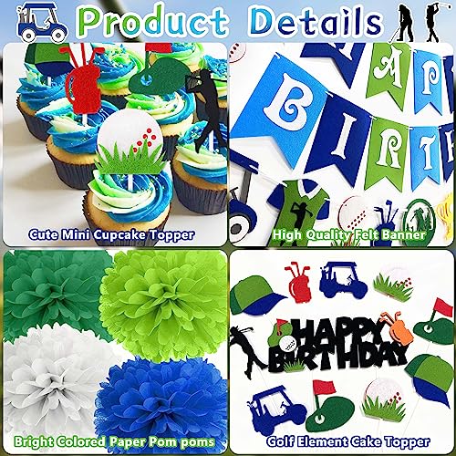 50-Piece Golf Birthday Party Decorations Set – HUFAND Green Themed Supplies with Balloons, Banner & Cake Topper