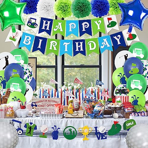 50-Piece Golf Birthday Party Decorations Set – HUFAND Green Themed Supplies with Balloons, Banner & Cake Topper