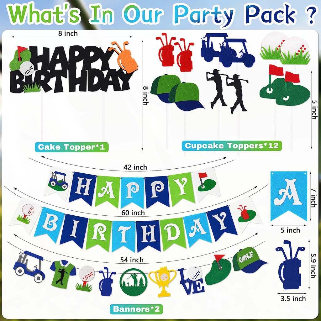 50-Piece Golf Birthday Party Decorations Set – HUFAND Green Themed Supplies with Balloons, Banner & Cake Topper