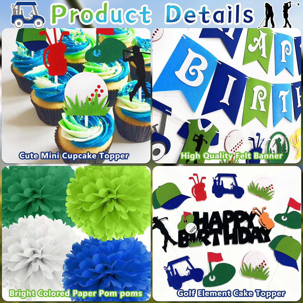 50-Piece Golf Birthday Party Decorations Set – HUFAND Green Themed Supplies with Balloons, Banner & Cake Topper