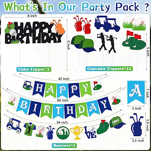 50-Piece Golf Birthday Party Decorations Set – HUFAND Green Themed Supplies with Balloons, Banner & Cake Topper