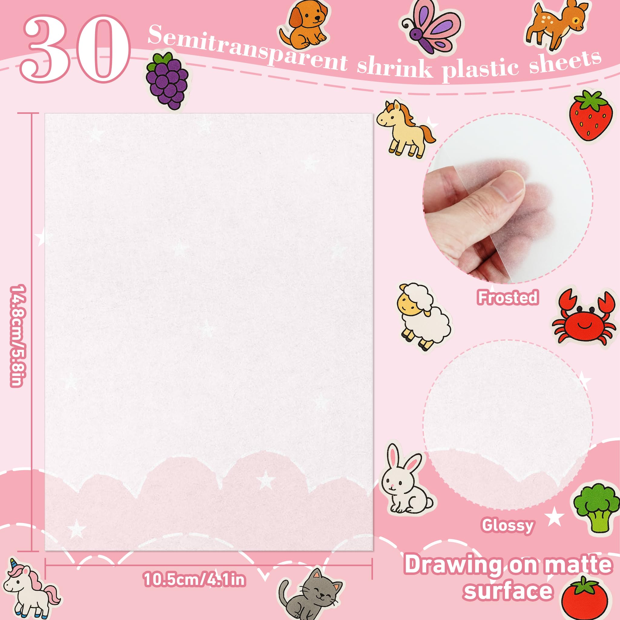 50 Transparent Shrink Plastic Sheets – 5.8x4.1 Inches for DIY Keychains and Crafts