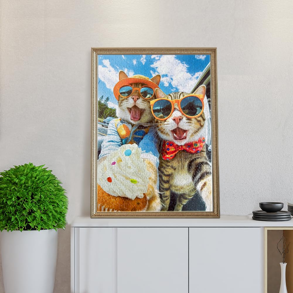 500-Piece Cats Selfie Jigsaw Puzzle – Non-Toxic Recycled Material, 20.5x15 Inches