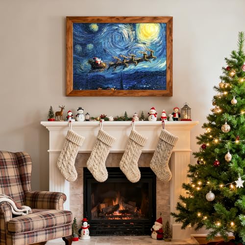 500-Piece Christmas Jigsaw Puzzle: Santa’s Sleigh Under a Starry Night – 21x15 Inches, Eco-Friendly & Numbered Back