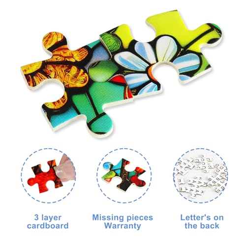 500 Piece Puzzles for Adults – Stained Glass Tree of Life Mosaic Jigsaw with Letters on Back, 21x15 Inch