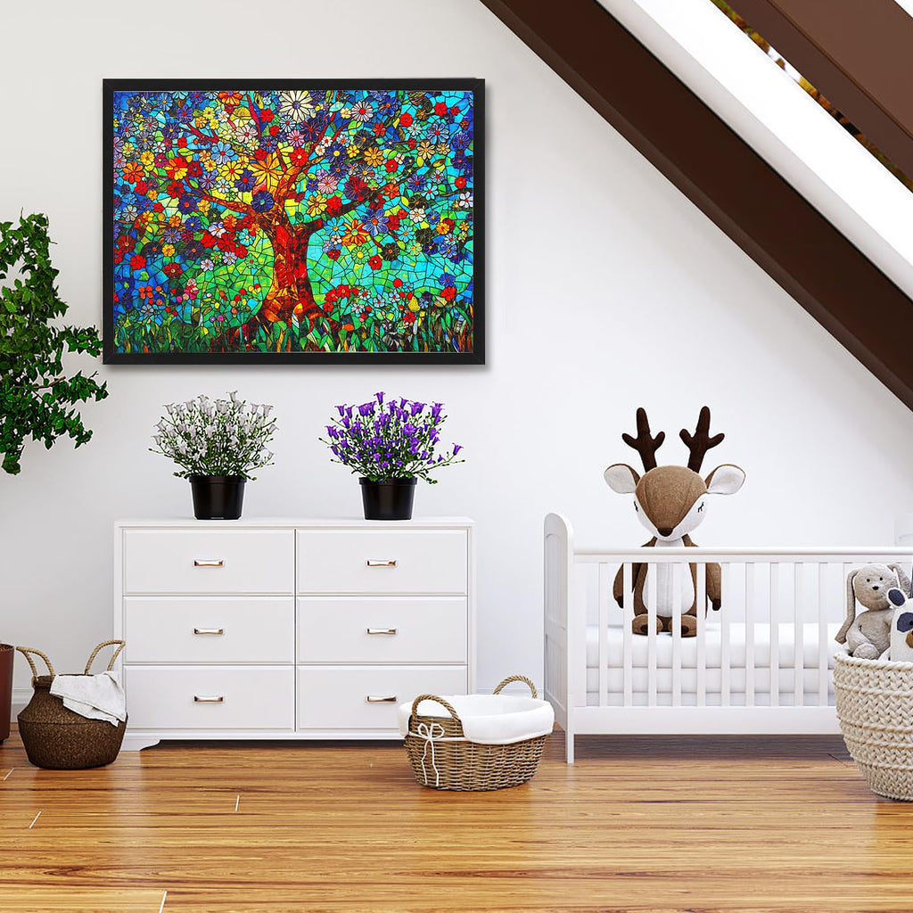 500 Piece Puzzles for Adults – Stained Glass Tree of Life Mosaic Jigsaw with Letters on Back, 21x15 Inch