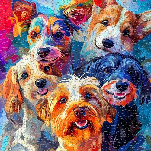 500-Piece Springbok Puppy Rainbow Jigsaw Puzzle: Unique Odd-Shaped Pieces, Made in USA