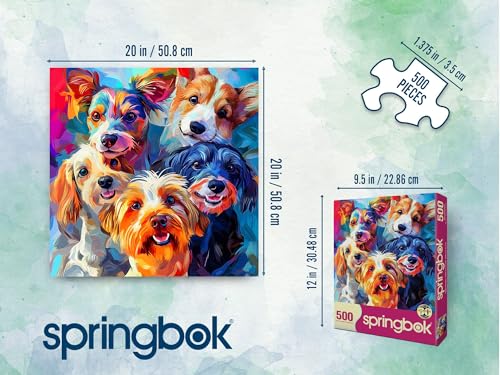 500-Piece Springbok Puppy Rainbow Jigsaw Puzzle: Unique Odd-Shaped Pieces, Made in USA