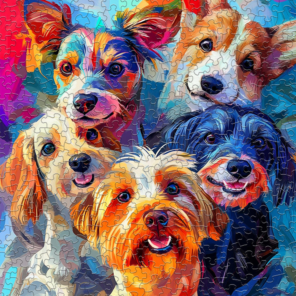 500-Piece Springbok Puppy Rainbow Jigsaw Puzzle: Unique Odd-Shaped Pieces, Made in USA