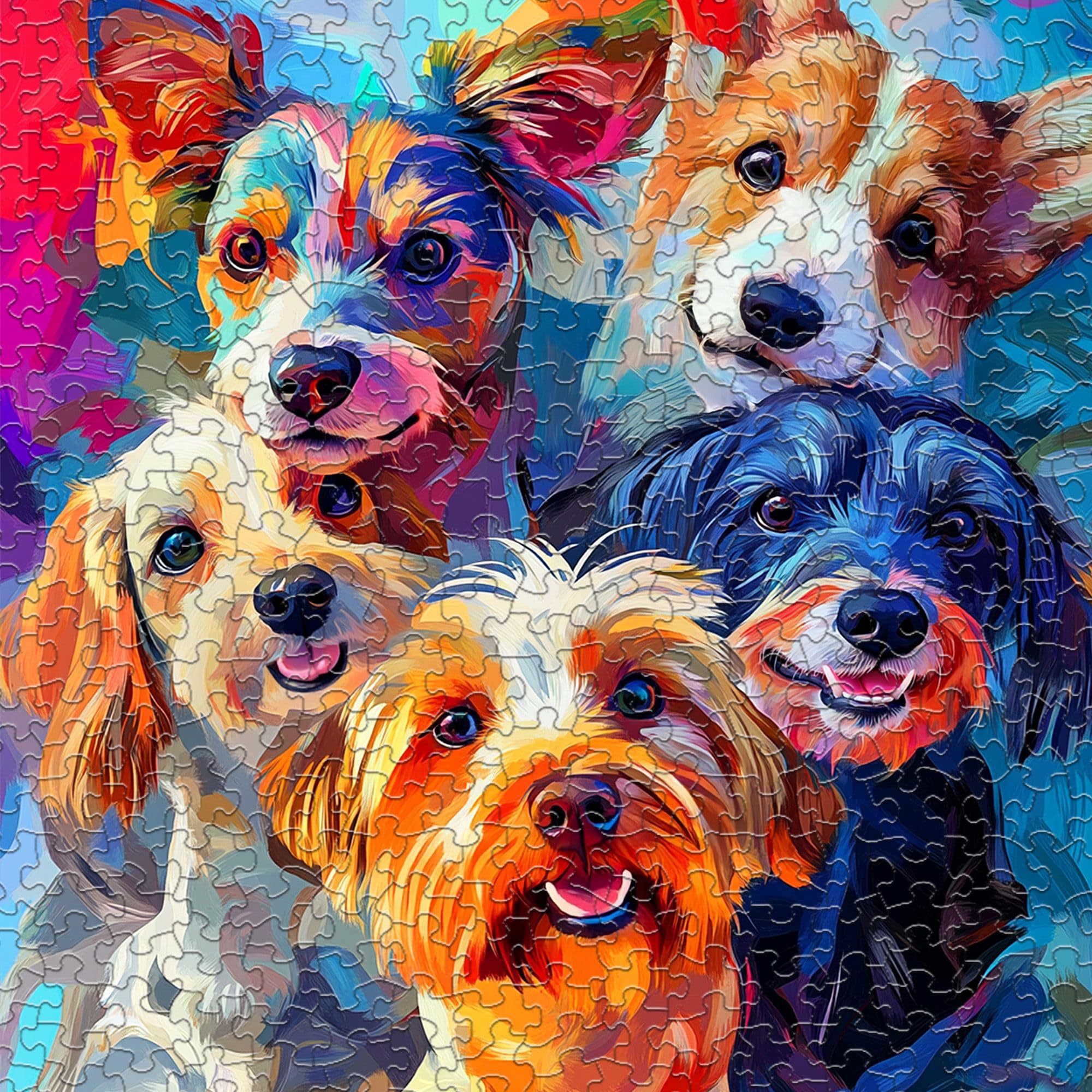 500-Piece Springbok Puppy Rainbow Jigsaw Puzzle: Unique Odd-Shaped Pieces, Made in USA