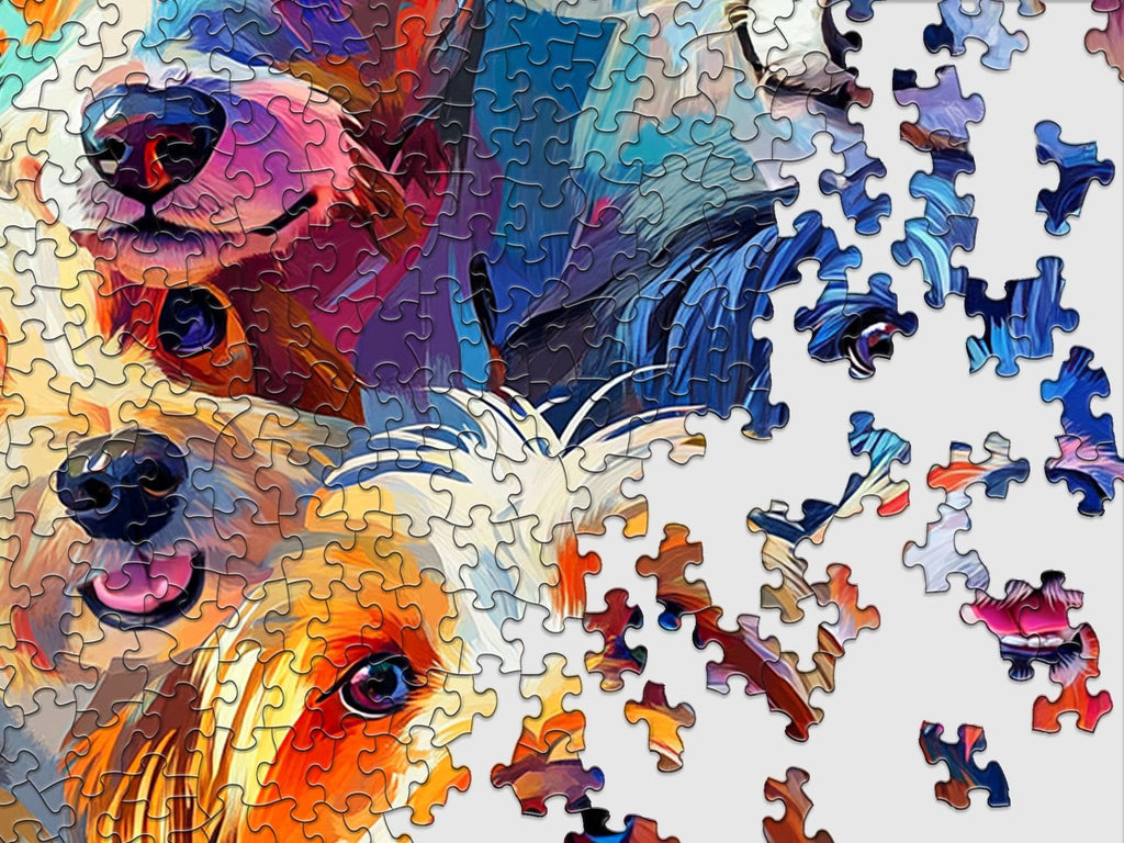 500-Piece Springbok Puppy Rainbow Jigsaw Puzzle: Unique Odd-Shaped Pieces, Made in USA